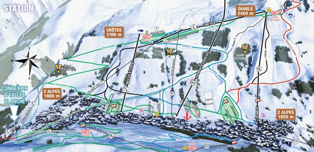 Residence Plein Sud A Cote Jandri Express, Front De Neige, Vue Splendide, Label 2 Alpes, Classe 2 Etoiles Tourisme レ・デュー・アルプ エクステリア 写真